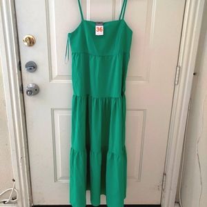 NEW Maxi Long Ruffle Dress Adjustable Straps Cami Solid Bright